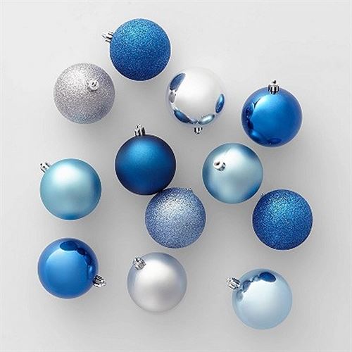50ct Shatter-Resistant Christmas Ornament Set Dark Blue and Silver - Wondershop ™